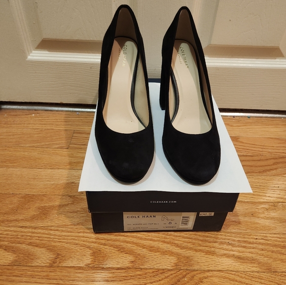 Cole Haan Renner Grand Pump Suede Block Heel - Picture 2 of 8